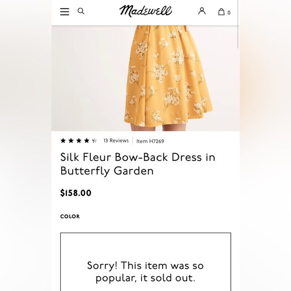 MADEWELL NWOT silk Fleur bow-back dress in butterfly garden!!! - Picture 3 of 11